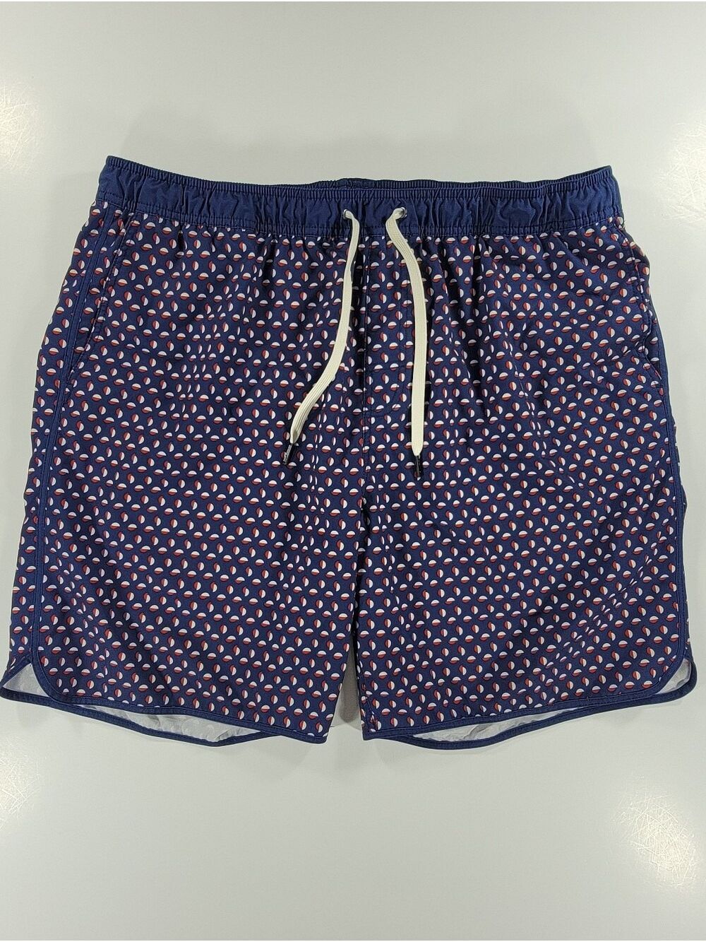 Fair Harbor Men's 3XL XXXL Swim Trunks Shorts Liner 7. 5" Blue Red Geometric